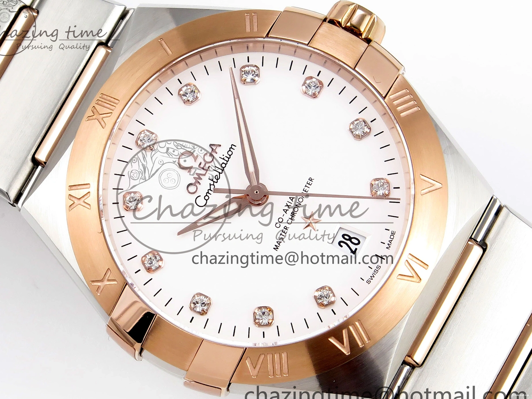 0511 Constellation 39mm SS RG ASWF 1:1 Best Edition White Diamonds Dial on SS RG Bracelet A Minimalist 7772